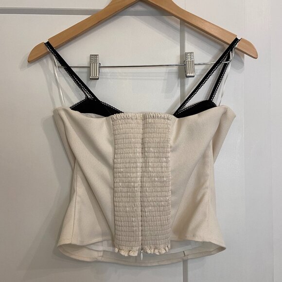 Reformation Melanie Top in Ivory/Black, Like New - Picture 4 of 10